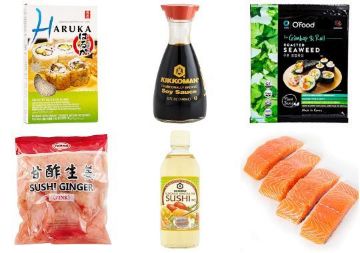 Picture of All The Ingredients For Making Salmon Sushi