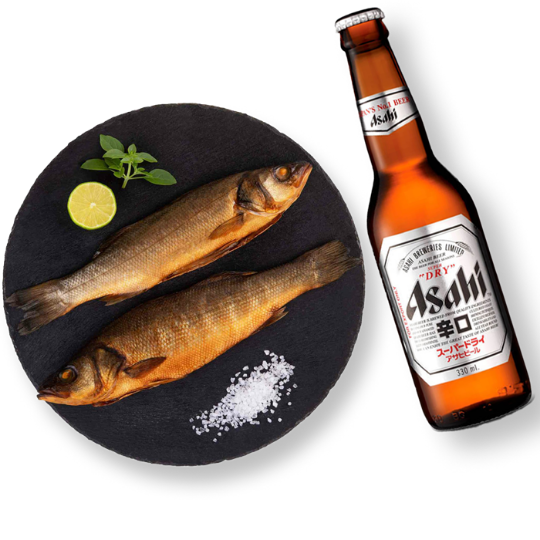 Picture of 6x Asahi 330ml & Smoked Seabass 1 kg