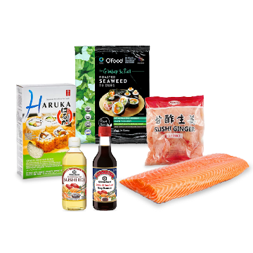 Picture of All The Ingredients For Making Salmon Sushi